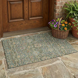 3' X 5' Green And Sage Floral Medallion Washable Indoor Outdoor Area Rug