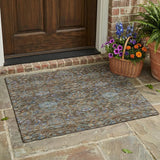 3' X 5' Chocolate And Brown Floral Medallion Washable Indoor Outdoor Area Rug