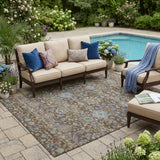 5' X 8' Chocolate And Brown Floral Medallion Washable Indoor Outdoor Area Rug