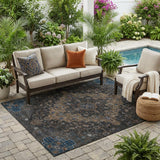 5' X 8' Black And Chocolate Medallion Washable Indoor Outdoor Area Rug