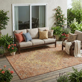 5' X 8' Copper And Gold Medallion Washable Indoor Outdoor Area Rug