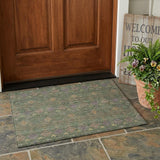 3' X 5' Green And Olive Green Geometric Washable Indoor Outdoor Area Rug