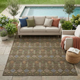 5' X 8' Chocolate And Brown Geometric Washable Indoor Outdoor Area Rug