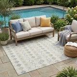 5' X 8' Ivory And Wheat Geometric Washable Indoor Outdoor Area Rug