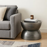 24" Antiqued Silver Iron Round Hourglass End Table
