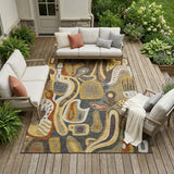 8' X 10' Coffee And Chocolate Abstract Washable Indoor Outdoor Area Rug