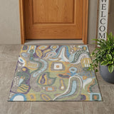 3' X 5' Green And Sage Abstract Washable Indoor Outdoor Area Rug