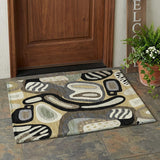 3' X 5' Gold And Brown Abstract Washable Indoor Outdoor Area Rug