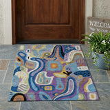3' X 5' Purple And Plum Abstract Washable Indoor Outdoor Area Rug