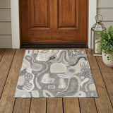 3' X 5' Taupe And Beige Abstract Washable Indoor Outdoor Area Rug