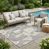 5' X 8' Taupe And Beige Abstract Washable Indoor Outdoor Area Rug