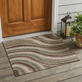 3' X 5' Chocolate And Brown Striped Washable Indoor Outdoor Area Rug