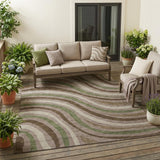 5' X 8' Chocolate And Brown Striped Washable Indoor Outdoor Area Rug