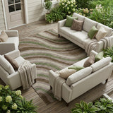 8' X 10' Chocolate And Brown Striped Washable Indoor Outdoor Area Rug