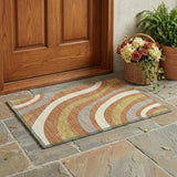 3' X 5' Copper And Gold Striped Washable Indoor Outdoor Area Rug