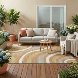 5' X 8' Copper And Gold Striped Washable Indoor Outdoor Area Rug