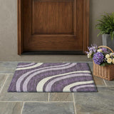 3' X 5' Plum And Purple Striped Washable Indoor Outdoor Area Rug