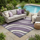 5' X 8' Plum And Purple Striped Washable Indoor Outdoor Area Rug
