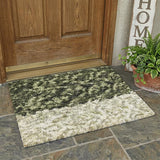 3' X 5' Sage And Green Striped Washable Indoor Outdoor Area Rug