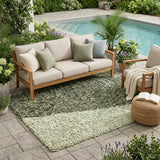 5' X 8' Sage And Green Striped Washable Indoor Outdoor Area Rug