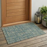 3' X 5' Green And Sage Abstract Washable Indoor Outdoor Area Rug
