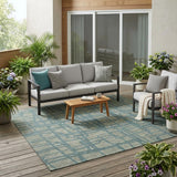 5' X 8' Green And Sage Abstract Washable Indoor Outdoor Area Rug