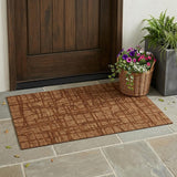 3' X 5' Orange And Copper Abstract Washable Indoor Outdoor Area Rug