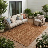 5' X 8' Orange And Copper Abstract Washable Indoor Outdoor Area Rug