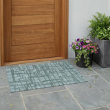 3' X 5' Teal Blue And Sky Blue Abstract Washable Indoor Outdoor Area Rug
