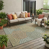 5' X 8' Green And Copper Geometric Washable Indoor Outdoor Area Rug