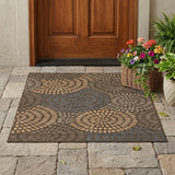 3' X 5' Chocolate And Brown Geometric Washable Indoor Outdoor Area Rug