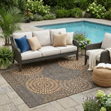 5' X 8' Chocolate And Brown Geometric Washable Indoor Outdoor Area Rug