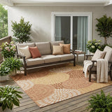 5' X 8' Copper And Orange Geometric Washable Indoor Outdoor Area Rug