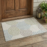 3' X 5' Ivory And Sage Geometric Washable Indoor Outdoor Area Rug