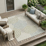 8' X 10' Ivory And Sage Geometric Washable Indoor Outdoor Area Rug