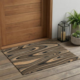 3' X 5' Chocolate And Black Abstract Washable Indoor Outdoor Area Rug