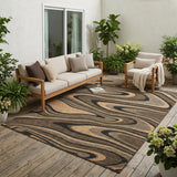 5' X 8' Chocolate And Black Abstract Washable Indoor Outdoor Area Rug