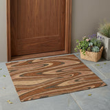 3' X 5' Orange And Copper Abstract Washable Indoor Outdoor Area Rug