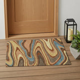 3' X 5' Gold And Copper Abstract Washable Indoor Outdoor Area Rug