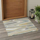 3' X 5' Ivory And Beige Abstract Washable Indoor Outdoor Area Rug
