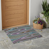 3' X 5' Purple And Plum Abstract Washable Indoor Outdoor Area Rug