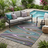 5' X 8' Purple And Plum Abstract Washable Indoor Outdoor Area Rug