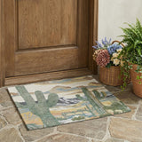 3' X 5' Beige And Green Trees Washable Indoor Outdoor Area Rug