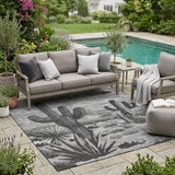 5' X 8' Gray And Charcoal Trees Washable Indoor Outdoor Area Rug