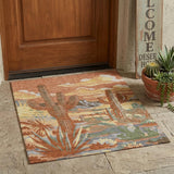3' X 5' Orange And Copper Trees Washable Indoor Outdoor Area Rug