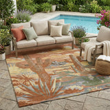 5' X 8' Orange And Copper Trees Washable Indoor Outdoor Area Rug