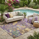 5' X 8' Purple And Plum Trees Washable Indoor Outdoor Area Rug
