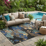5' X 8' Black And Charcoal Abstract Washable Indoor Outdoor Area Rug