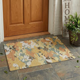 3' X 5' Gold And Copper Abstract Washable Indoor Outdoor Area Rug