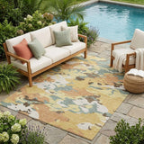 5' X 8' Gold And Copper Abstract Washable Indoor Outdoor Area Rug